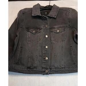 Express Denim Jacket Women's Size XL Black Distressed Classic Jean Country NWT